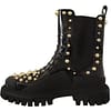 Black Leather Studded Combat Boots