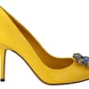 Dolce & Gabbana Yellow Patent Leather Crystal Heels Pump