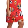 Red Fish Print Sleeveless Mini Shift Dress