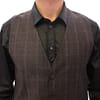 Brown Check Wool Single Breasted Vest