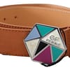 GF Ferre Multicolor Logo Metal Buckle Waist Leather