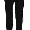 Black Button Pleated Tapered Trouser Pants