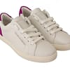 White Purple Leather Logo Womens Sneakers Shoes