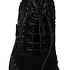 Black Suede Studded Boots Zipper Shoes