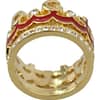 Red CROWN Crystal DG Gold Brass Ring