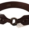Brown Leather Silver Round Belt