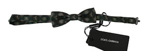 Dolce & Gabbana Green Lion Silk Adjustable Neck Papillon Bow Tie