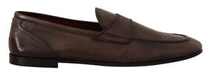 Dolce & gabbana brown leather slip brown leather slip on dress loafers