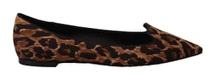 Dolce & Gabbana Brown Leopard Print Ballerina Loafers Shoes
