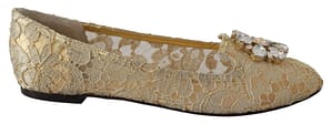 Dolce & Gabbana Ballerinas Flats Gold Floral Lace Shoes