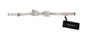 White Textured Mens Necktie Papillon 100% Silk Bow Tie