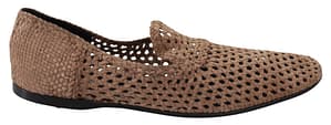 Dolce & Gabbana Beige Woven Suede Leather Loafers Shoes