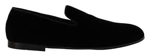 Dolce & gabbana black velvet slippers flats loafers shoes