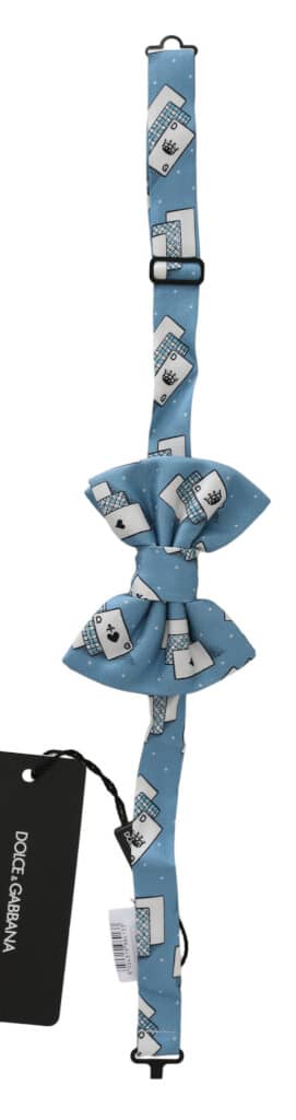 Light Blue Deck Of Cards Adjustable Neck Papillon Bow Tie