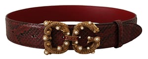 Dolce & Gabbana Red Exotic Leather Logo Buckle Amore Belt