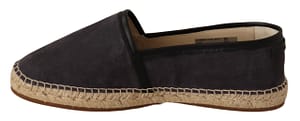 Gray Suede Flat Slip On Espadrilles Shoes