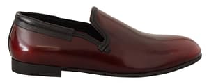 Dolce & Gabbana Bordeaux Patent Leather Dress Loafers Shoes