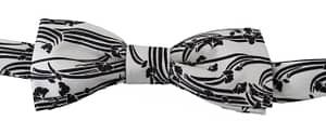 Men White Pattern Silk Adjustable Neck Papillon Bow Tie