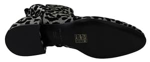 Black Silver Leopard Ankle Zipper Boots Shoes