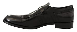 Black Leather Perforated Formal Men Tassel Slip On Shoes