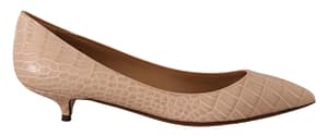 Dolce & gabbana beige leather kitten heels pumps shoes