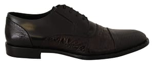 Dolce & Gabbana Black Leather Exotic Skins Formal Shoes