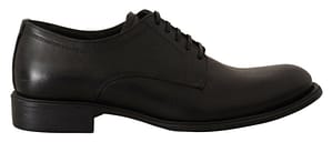 Dolce & gabbana black lace up leather men formal derby shoes