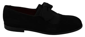 Dolce & Gabbana Black Velvet Bow Dress Mens Loafers Shoes