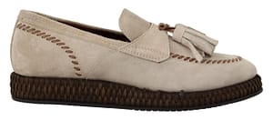 Dolce & Gabbana Cream Suede Leather Casual Espadrille Shoes