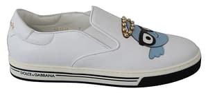 Dolce & Gabbana White #dgfamily Patch Slip On Leather Shoes
