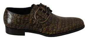 Dolce & Gabbana Green Animal Pattern Leather Derby Shoes