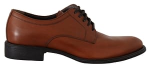 Dolce & gabbana brown leather lace up mens formal derby shoes