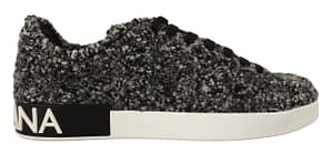 Dolce & Gabbana Black White Wool Cotton Casual Sneakers