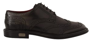 Dolce & Gabbana Black Wingtip Leather Lace Up Derby Shoes