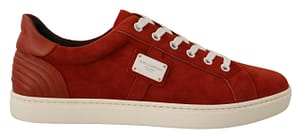 Dolce & Gabbana Red Suede Leather Low Tops Mens Sneakers