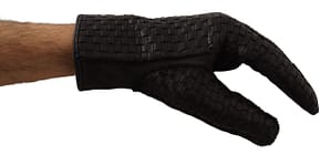 Dolce & Gabbana Black Lambskin Leather Woven Gloves