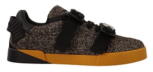 Dolce & Gabbana Brown Black Wool Cotton Sneakers Shoes