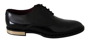 Dolce & Gabbana Black Leather Men Formal Classic Derby Shoes