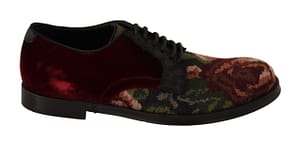 Dolce & Gabbana Red RUNWAY Baroque Embroidery Velour Shoes