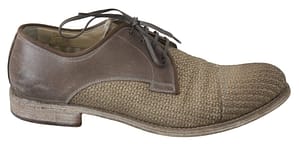Dolce & Gabbana Gray Beige Leather Mens Derby Shoes