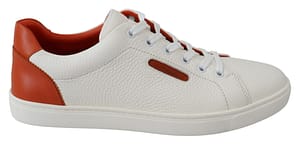 Dolce & Gabbana Sneakers Shoes White Orange Leather Low Top Mens Sneakers