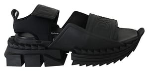 Dolce & Gabbana Black D&G Logo Strap Shark Slides Sandals Shoes Sandals
