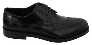 Dolce & Gabbana Black Leather Derby Formal Brogue Shoes