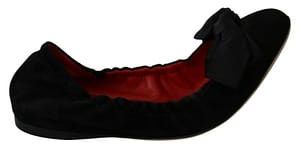Dolce & Gabbana Black Suede Red Ballerina Flats Shoes