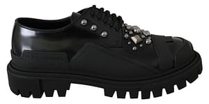 Dolce & Gabbana Black Leather Rubber Studded Laceups Shoes