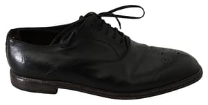 Dolce & Gabbana Black Leather Derby Formal Brogue Shoes