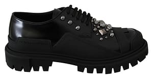 Dolce & Gabbana Black Leather Studded Rubber Shoes