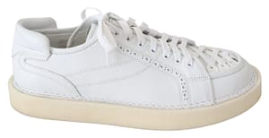Dolce & Gabbana White Woven Leather Low Top Sneakers Shoes