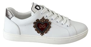 Dolce & Gabbana White Leather Heart Low Top Sneakers Mens Shoes