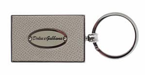 Dolce & Gabbana White Silver Leather Branded Finder Chain